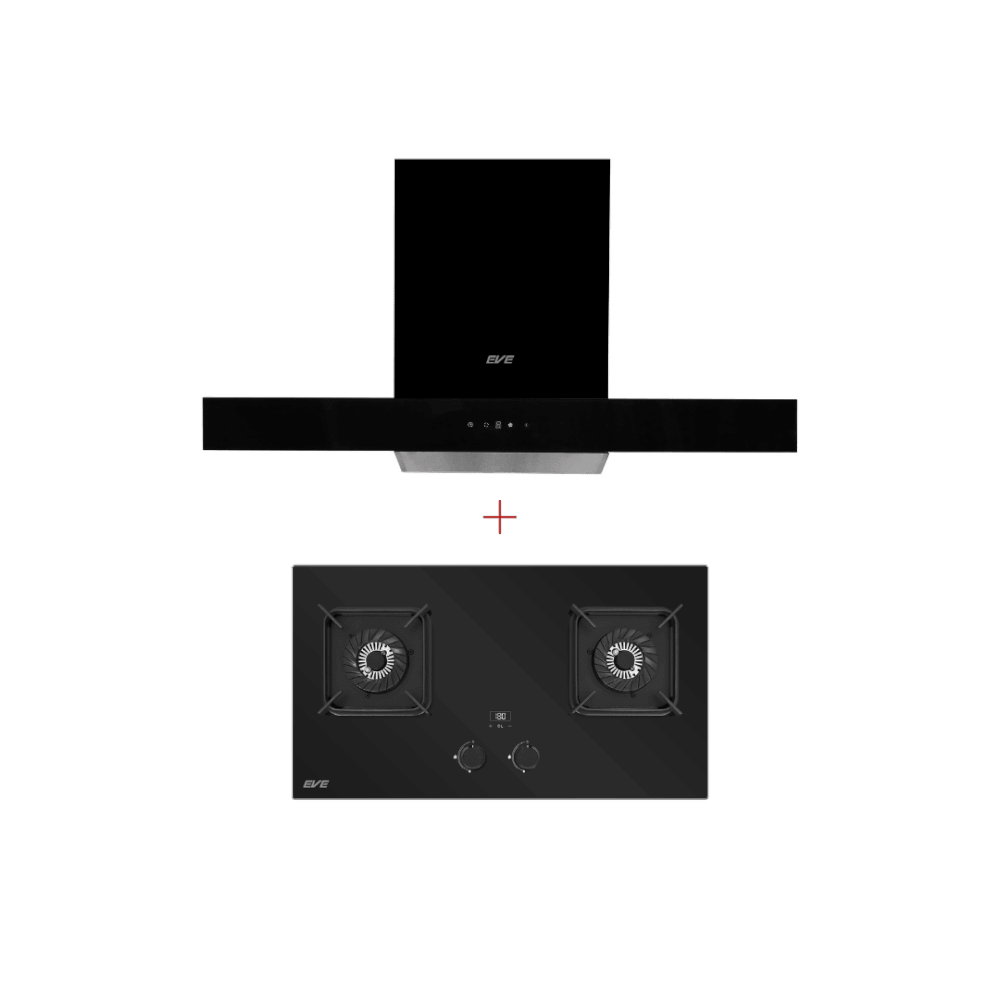 [HOMEPRO EXCLUSIVE] ชุดเซตเครื่องดูดควันติดผนัง+เตาแก๊ส 2หัว EVE รุ่น HC-LOFTBOX-90 90CM+ HB73-B789G/BG PLUS 73CM_0